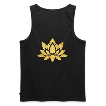 Lotusblume - Männer Premium Bio Tank Top - Schwarz - Hinten - AI Model Male 178 light (178cm)