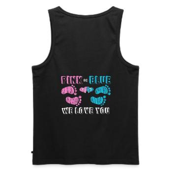 Pink or Blue - Men's Premium Organic Tank Top - black - Back - AI Model Male 178 light (178cm)