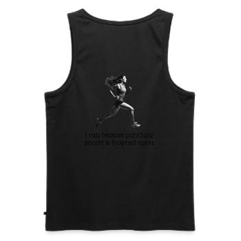 I run because punching people is frowned upon. - Men's Premium Organic Tank Top - black - Back - AI Model Male 178 light (178cm)