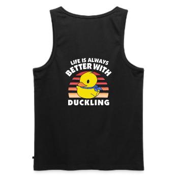 Life Is Always Better With Duckling - Yellow Ducks - Men's Premium Organic Tank Top - black - Back - AI Model Male 178 light (178cm)