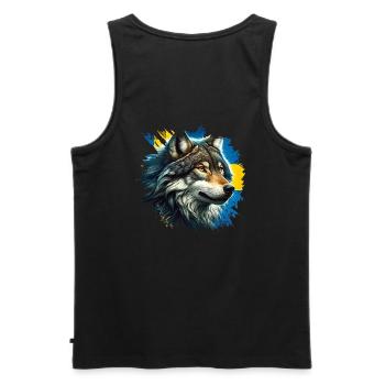 Loup - Le fier animal provincial du VärmlandLoup - Värmla - Débardeur bio Premium Homme - noir - Dos - AI Model Male 178 light (178cm)