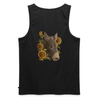 Lustiger Esel, Sonnenblumen, Esel Freunde - Männer Premium Bio Tank Top - Schwarz - Hinten - AI Model Male 178 light (178cm)