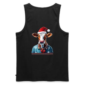 lustige Kuh, Ugly Christmas Xmas Weihnachten - Männer Premium Bio Tank Top - Schwarz - Hinten - AI Model Male 178 light (178cm)