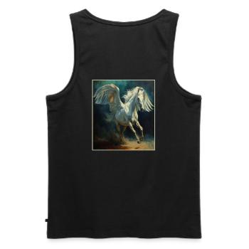 Angel, Art, Humor ,Mule , Pony, Horse with Wings - Men's Premium Organic Tank Top - black - Back - AI Model Male 178 light (178cm)