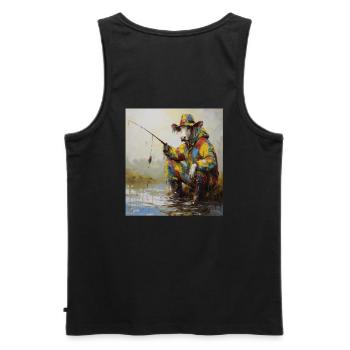 Drôle De Pêche Pêche Pêche Pêcheur Pêcheur Pêcheur Vache - Débardeur bio Premium Homme - noir - Dos - AI Model Male 178 light (178cm)