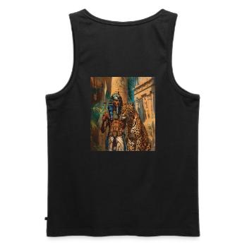 Egypt Hieroglyph Pyramids Priest Egyptian, - Men's Premium Organic Tank Top - black - Back - AI Model Male 178 light (178cm)