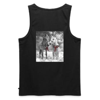 Chevaux Noël, Noël, Romantique, Art Équitation - Débardeur bio Premium Homme - noir - Dos - AI Model Male 178 light (178cm)