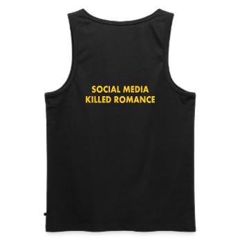 social media killed romance - Men's Premium Organic Tank Top - black - Back - AI Model Male 178 light (178cm)