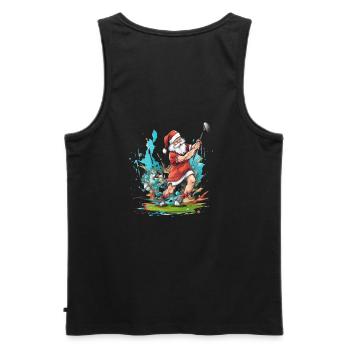 Beaux cadeaux de Noël, Santa Claus Golf - Débardeur bio Premium Homme - noir - Dos - AI Model Male 178 light (178cm)