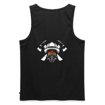 Helmet and respiratory protection with crossed axes Fire brigade - Men's Premium Organic Tank Top - black - Back - AI Model Male 178 light (178cm)