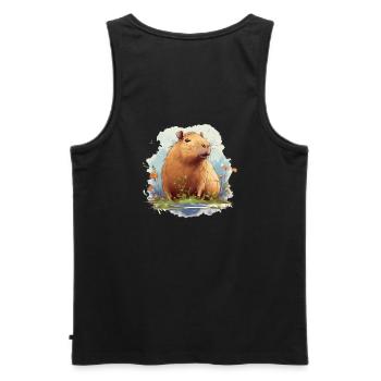 Capybara - sucré - tendance - capybara - cadeau - Débardeur bio Premium Homme - noir - Dos - AI Model Male 178 light (178cm)