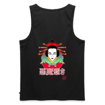 Akumatsuki strange things and geisha - Men's Premium Organic Tank Top - black - Back - AI Model Male 178 light (178cm)