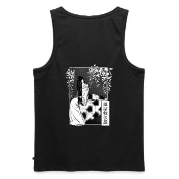 Sarayashiki - the ghost plate counter - Men's Premium Organic Tank Top - black - Back - AI Model Male 178 light (178cm)