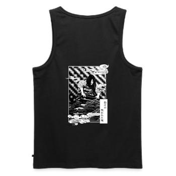Ghost of Matsue Castle - Men's Premium Organic Tank Top - black - Back - AI Model Male 178 light (178cm)