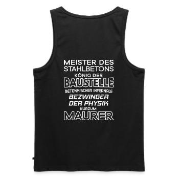 Maurer - König der Baustelle - Männer Premium Bio Tank Top - Schwarz - Hinten - AI Model Male 178 light (178cm)