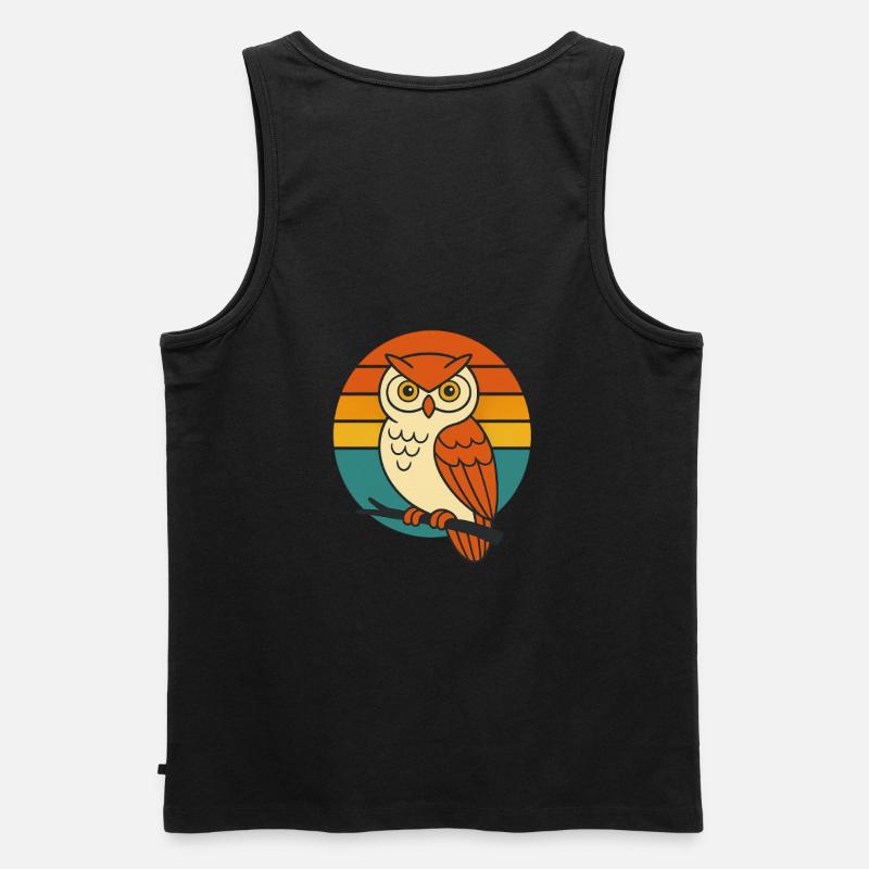 Wise Vibes – Retro Owl Magic - Männer Premium Bio Tank Top - Schwarz
