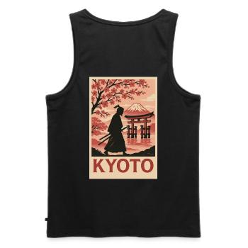 Kyoto Samurai und Kirschblüten Silhouette - Männer Premium Bio Tank Top - Schwarz - Hinten - AI Model Male 178 light (178cm)