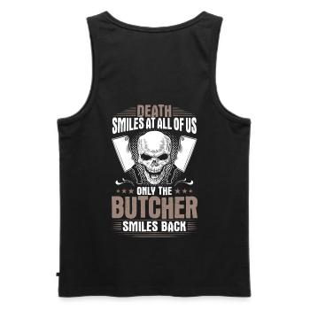 Fleischer Metzger Butcher Fleischerei Metzgerei - Männer Premium Bio Tank Top - Schwarz - Hinten - AI Model Male 178 light (178cm)