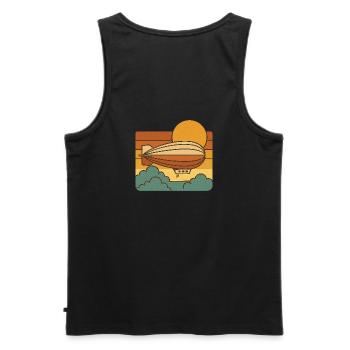 Sky Drift – Vintage Zeppelin Journey - Männer Premium Bio Tank Top - Schwarz - Hinten - AI Model Male 178 light (178cm)