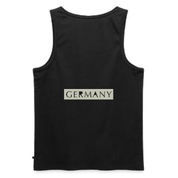 GERMANY lettering punched out | Vectorgraphic - Men's Premium Organic Tank Top - black - Back - AI Model Male 178 light (178cm)