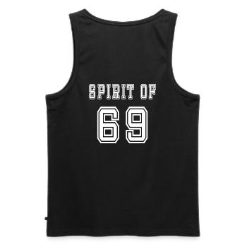 Spirit of '69 Backprint - Männer Premium Bio Tank Top - Schwarz - Hinten - AI Model Male 178 light (178cm)