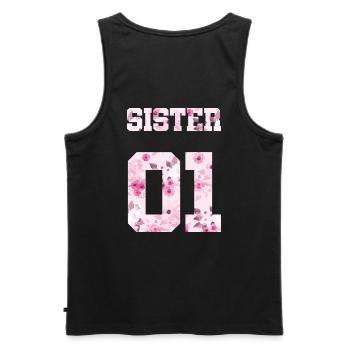 Sister 01 rose print - Débardeur bio Premium Homme - noir - Dos - AI Model Male 178 light (178cm)