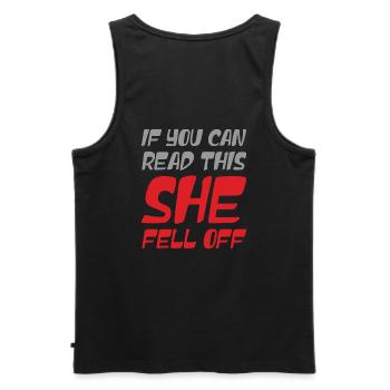 Funny If You Can Read This She Fell Off Biker Moto - Men's Premium Organic Tank Top - black - Back - AI Model Male 178 light (178cm)