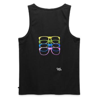Bunte Brillen - Männer Premium Bio Tank Top - Schwarz - Hinten - AI Model Male 178 light (178cm)