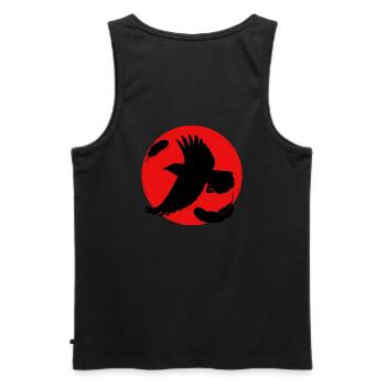 Raven on red background - Men's Premium Organic Tank Top - black - Back - AI Model Male 178 light (178cm)