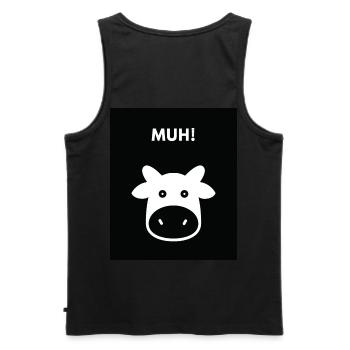 Muh Kuh - Männer Premium Bio Tank Top - Schwarz - Hinten - AI Model Male 178 light (178cm)