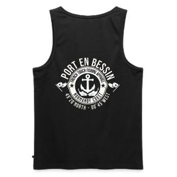 Port en Bessin Normandy coast - Débardeur bio Premium Homme - noir - Dos - AI Model Male 178 light (178cm)