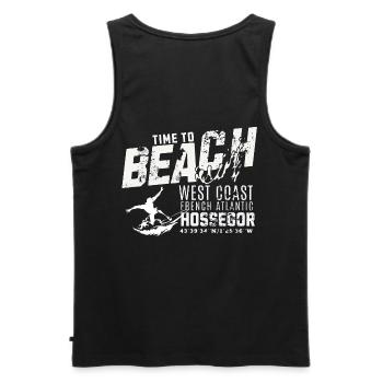 Hossegor Time to beach and surf - Men's Premium Organic Tank Top - black - Back - AI Model Male 178 light (178cm)