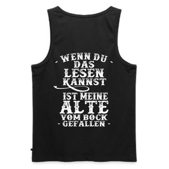 Wenn Du das lesen kannst ist meine Alte Motorrad - Männer Premium Bio Tank Top - Schwarz - Hinten - AI Model Male 178 light (178cm)