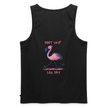 Flamingo "Don't Skip Leg Day" Fitness T-Shirt - Männer Premium Bio Tank Top - Schwarz - Hinten - AI Model Male 178 light (178cm)