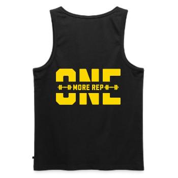 One More Rep – Motivationsshirt für Fitness & Gym - Männer Premium Bio Tank Top - Schwarz - Hinten - AI Model Male 178 light (178cm)
