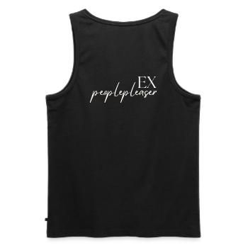 EX peoplepleaser - cool statement design print - Männer Premium Bio Tank Top - Schwarz - Hinten - AI Model Male 178 light (178cm)