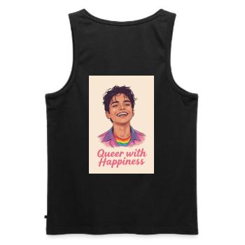 Queer with happiness - Men's Premium Organic Tank Top - black - Back - AI Model Male 178 light (178cm)