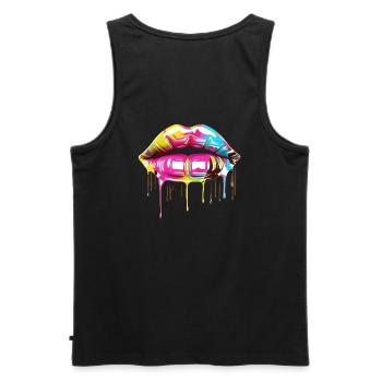 Color Kiss - Männer Premium Bio Tank Top - Schwarz - Hinten - AI Model Male 178 light (178cm)