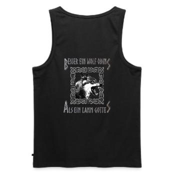 Besser ein Wolf Odins - Wikinger Mythologie Shirt - Männer Premium Bio Tank Top - Schwarz - Hinten - AI Model Male 178 light (178cm)