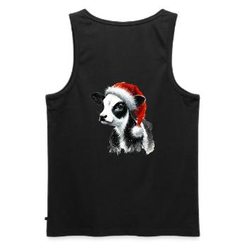 Weihnachtskalb mit Nikolausmütze - Männer Premium Bio Tank Top - Schwarz - Hinten - AI Model Male 178 light (178cm)