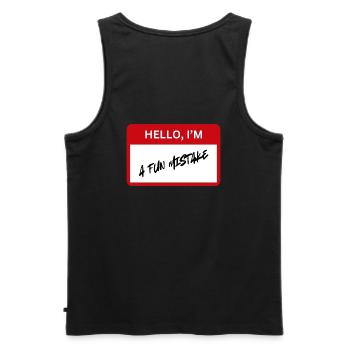 fun mistake - Men's Premium Organic Tank Top - black - Back - AI Model Male 178 light (178cm)