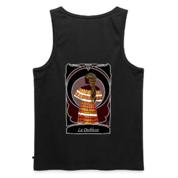 La Diablesse - folklore of French Guiana & West Indies - Men's Premium Organic Tank Top - black - Back - AI Model Male 178 light (178cm)