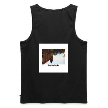 Backprint T-Shirt - Männer Premium Bio Tank Top - Schwarz - Hinten - AI Model Male 178 light (178cm)