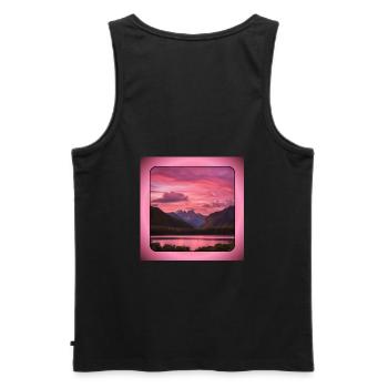 Mountains - Men's Premium Organic Tank Top - black - Back - AI Model Male 178 light (178cm)