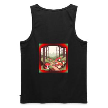 Champignons dans la forêt - Débardeur bio Premium Homme - noir - Dos - AI Model Male 178 light (178cm)