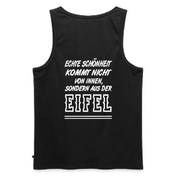 Echte Schönheit kommt nicht von innen aus Eifel - Männer Premium Bio Tank Top - Schwarz - Hinten - AI Model Male 178 light (178cm)