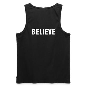 Believe - Men's Premium Organic Tank Top - black - Back - AI Model Male 178 light (178cm)
