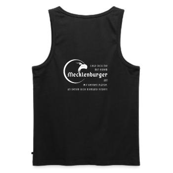 Leg Dich nicht mit einem Mecklenburger an! weiß - Männer Premium Bio Tank Top - Schwarz - Hinten - AI Model Male 178 light (178cm)
