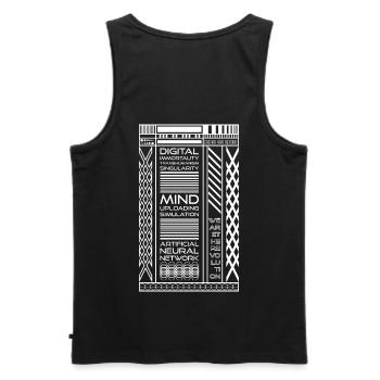 Cyberpunk Slogans - Männer Premium Bio Tank Top - Schwarz - Hinten - AI Model Male 178 light (178cm)