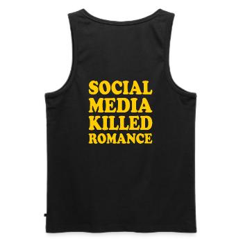 social media killed romance - Men's Premium Organic Tank Top - black - Back - AI Model Male 178 light (178cm)